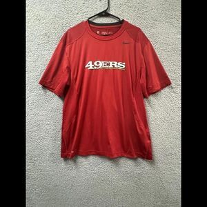 Nike 49ers Shirt Mens XL Red Short Sleeve Dri Fit Distressed San Francisco Tee